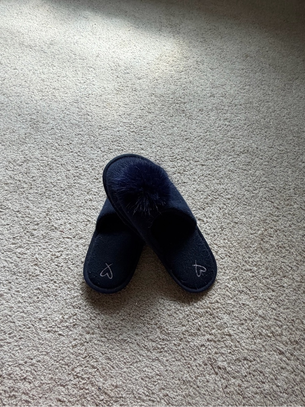 Victoria's Secret Black Slide Slippers with Fur Pom